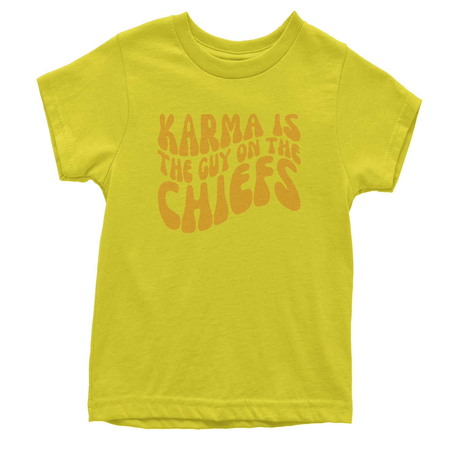Karma Is The Guy On The Chiefs Boyfriend Youth T-shirt Yellow