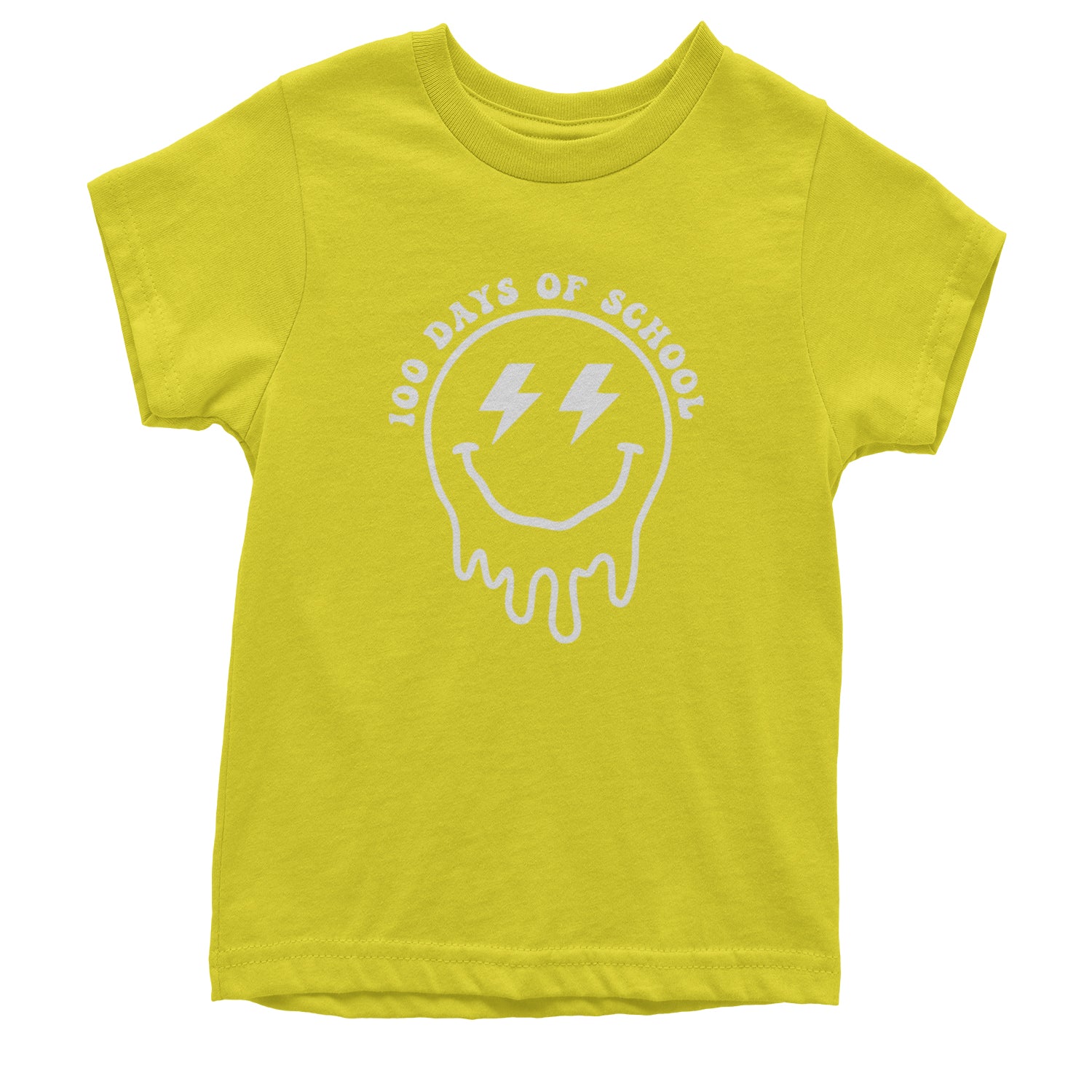 Melting Smile Face 100 Days Of School Youth T-shirt Yellow