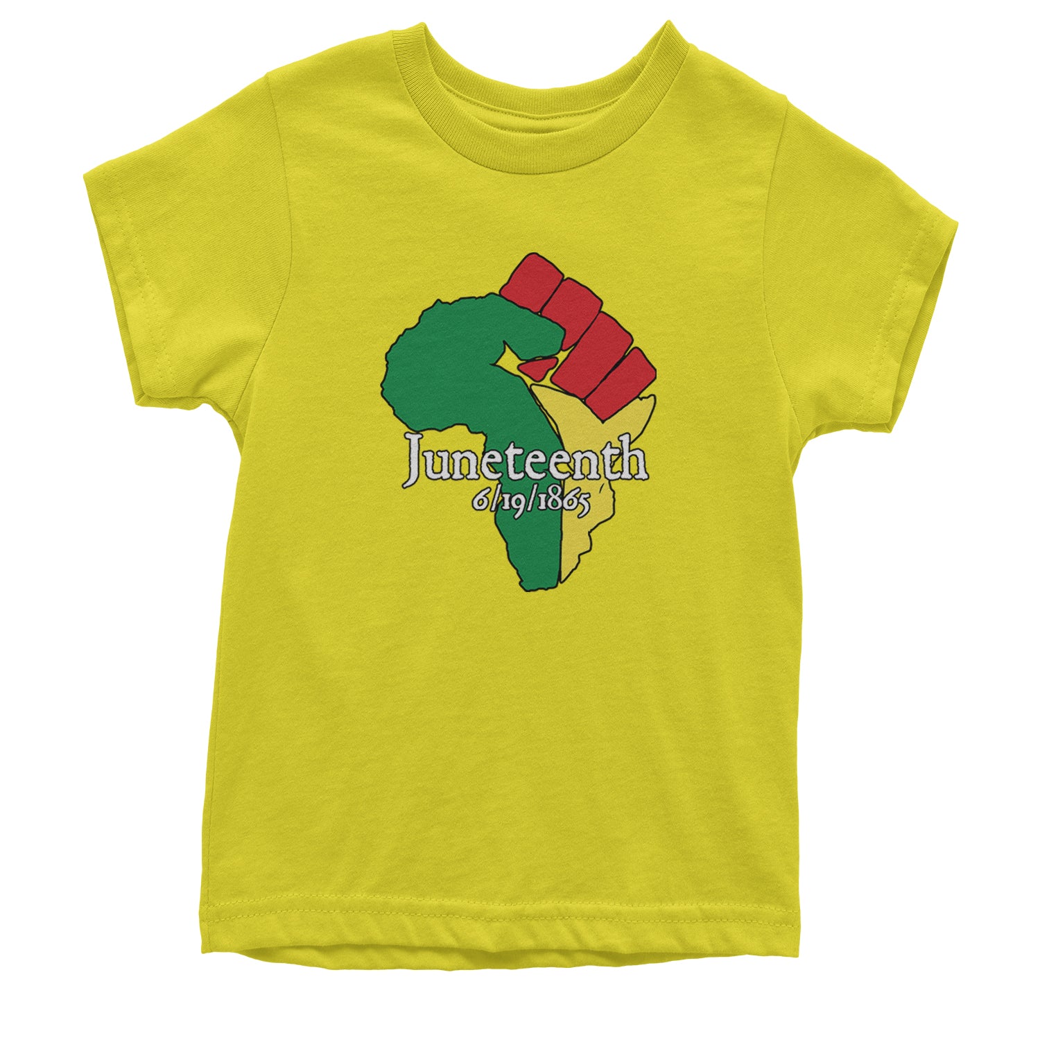 Juneteenth Raised Fist Africa Celebrate Emancipation Day Youth T-shirt Yellow