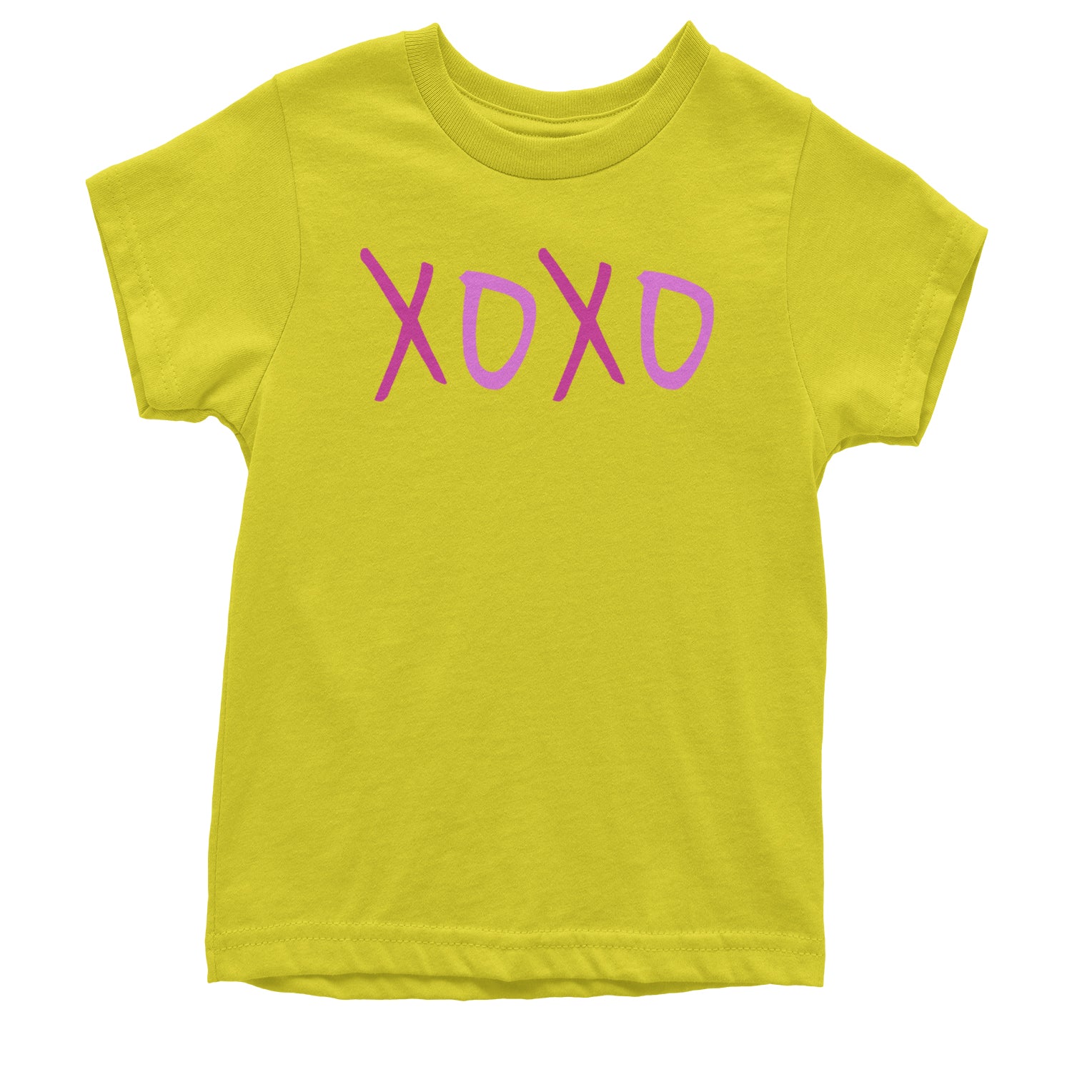 XOXO Pink Print Youth T-shirt Yellow