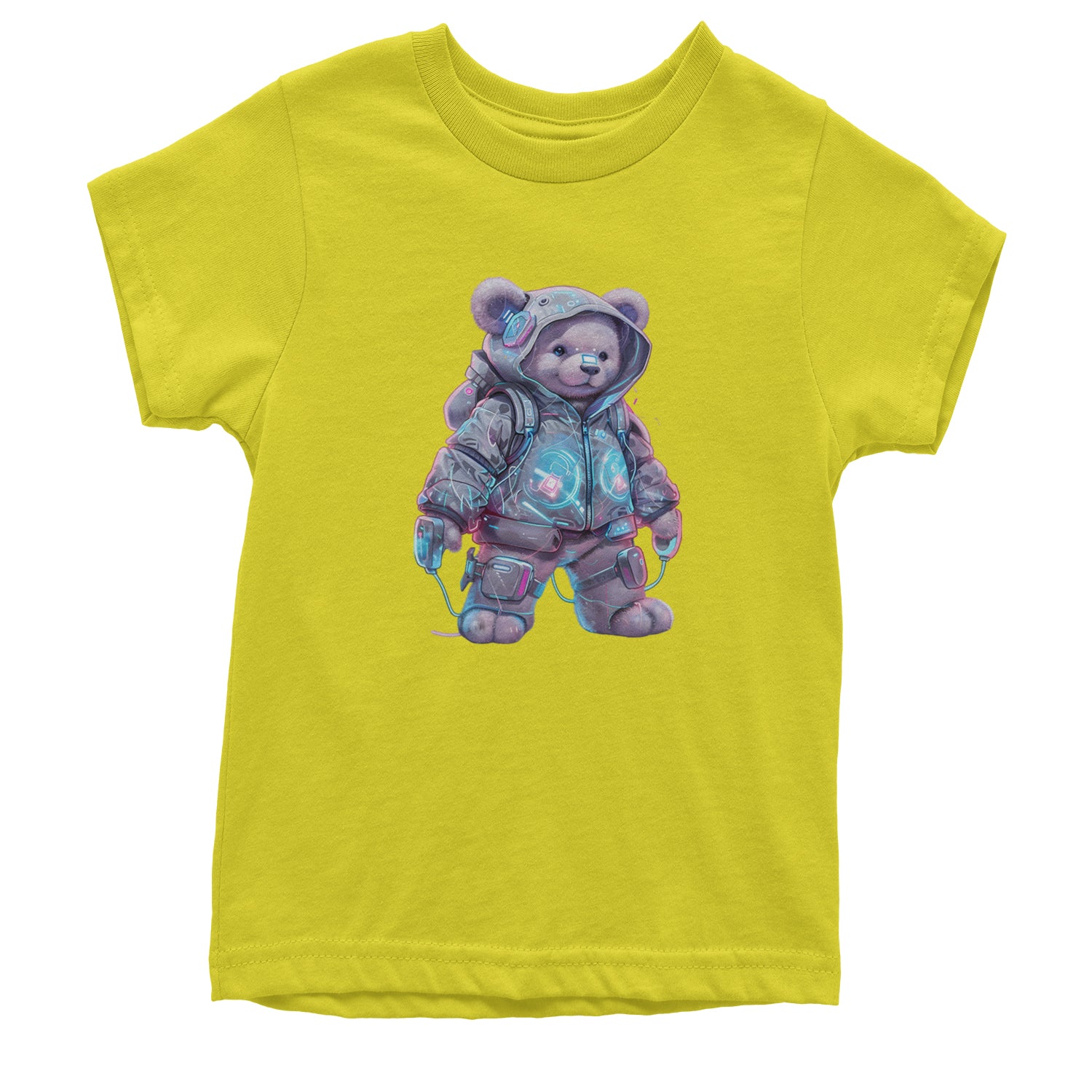 Cyberpunk Adventure Urban Graffiti Bear Youth T-shirt Yellow