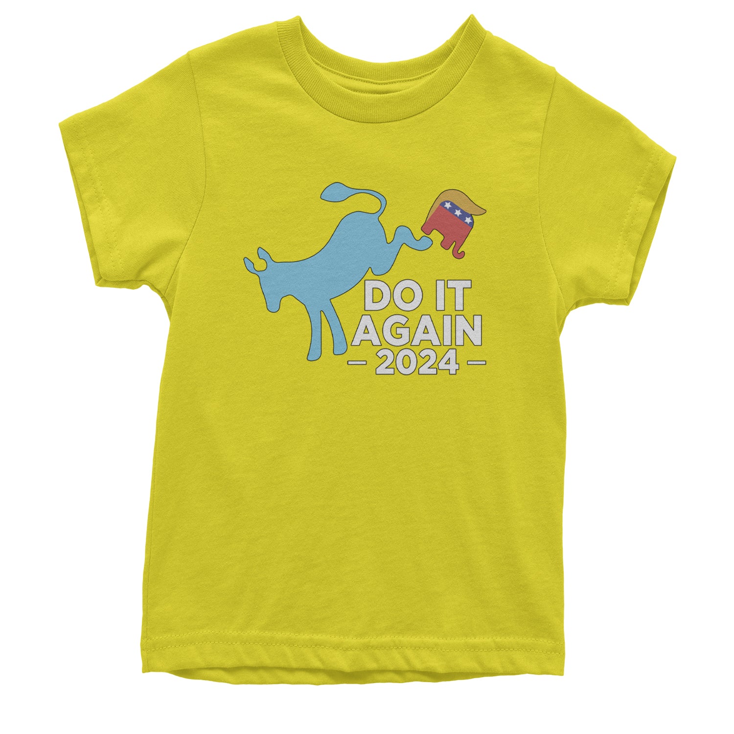 Do It Again - Democratic Donkey Kicking Republicans 2024 Political Humor Youth T-shirt Yellow