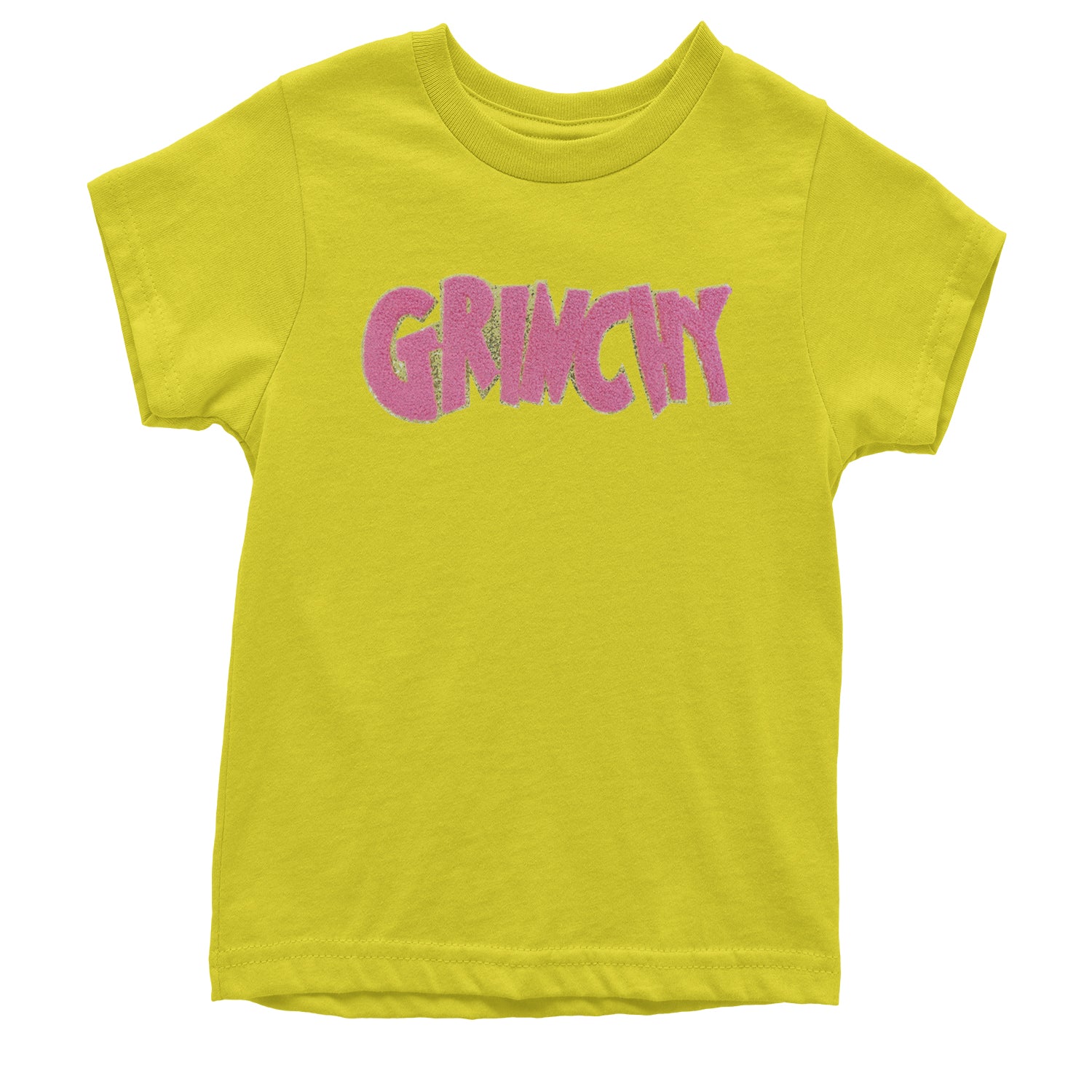 Pink Gr-nchy Chenille Patch Youth T-shirt Yellow