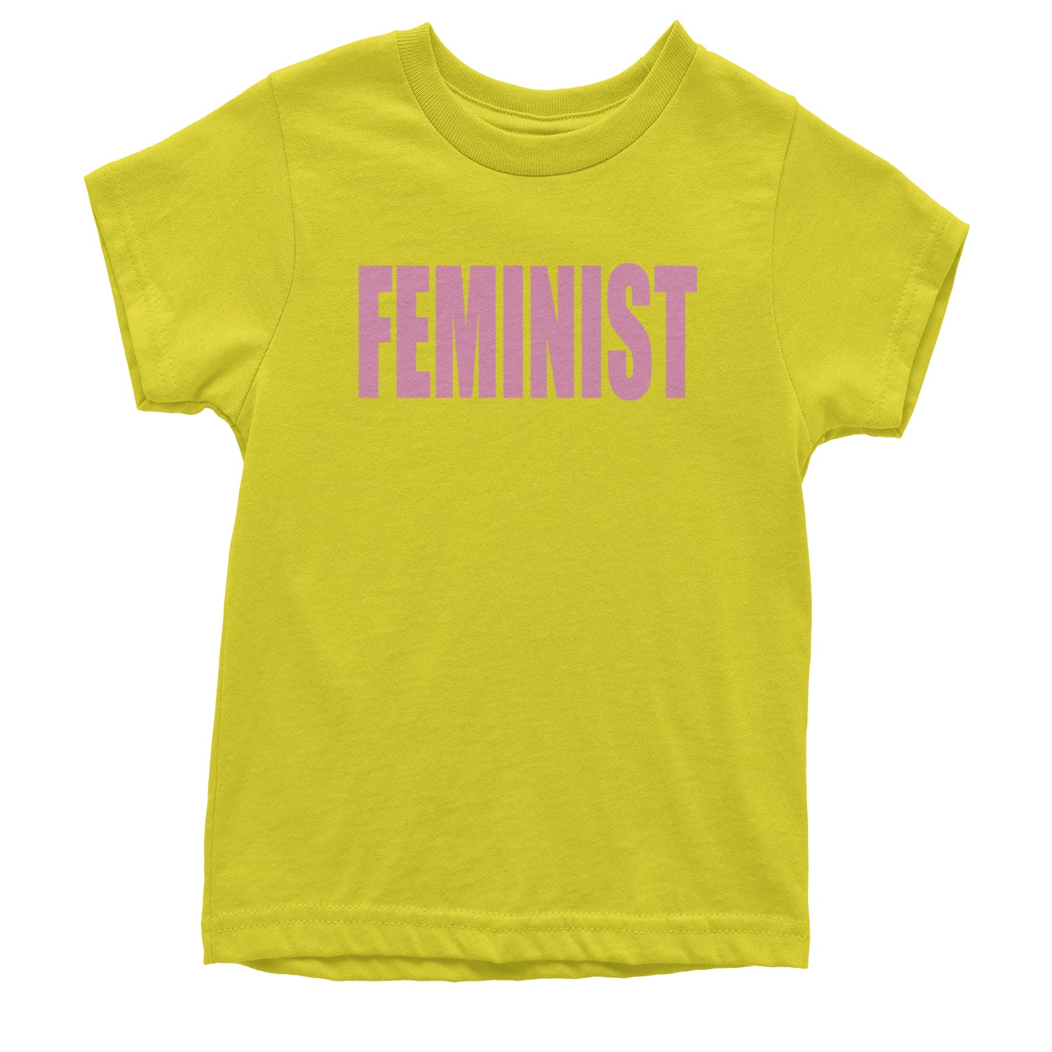 Feminist (Pink Print) Youth T-shirt Yellow