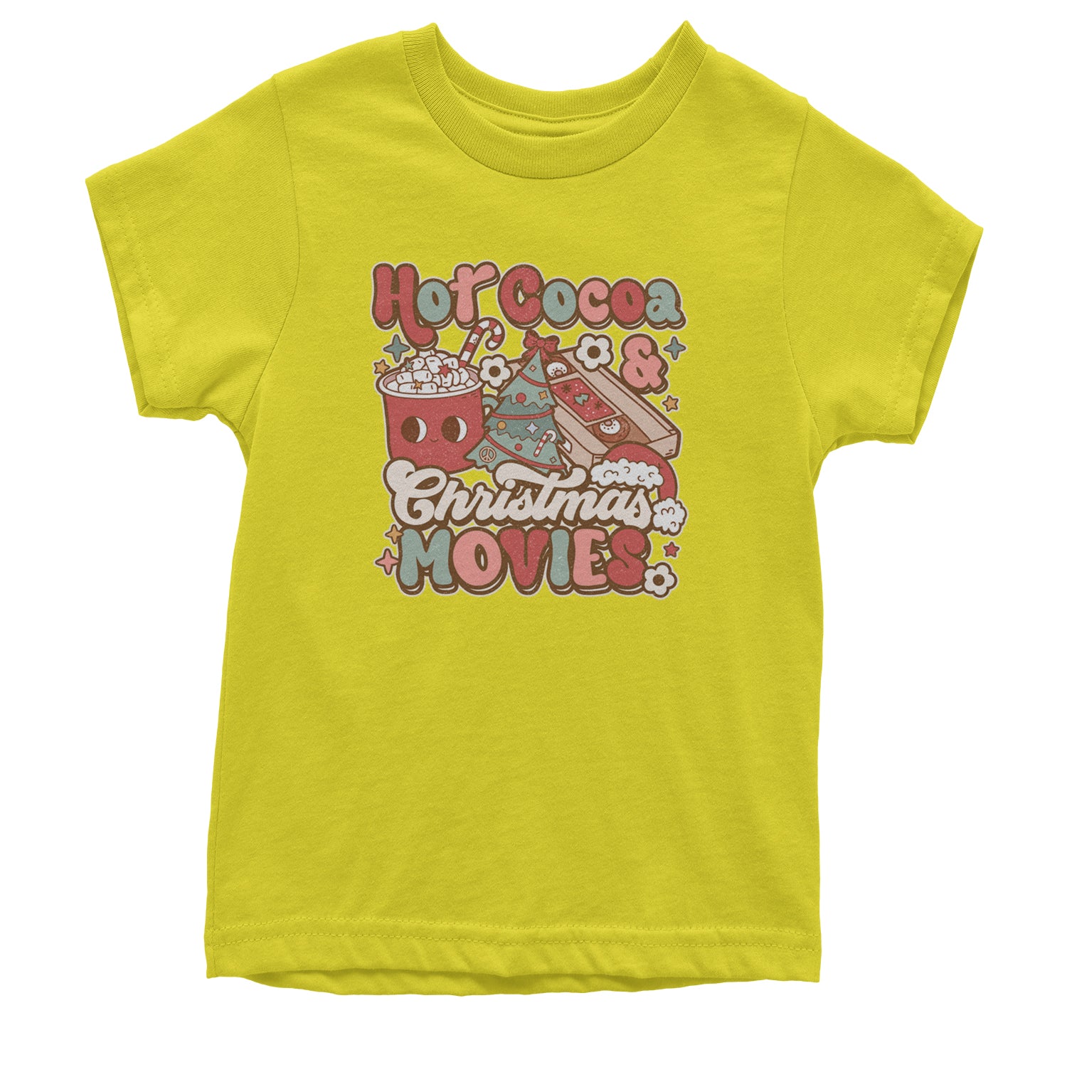 Hot Cocoa And Christmas Movies Holiday Youth T-shirt Yellow