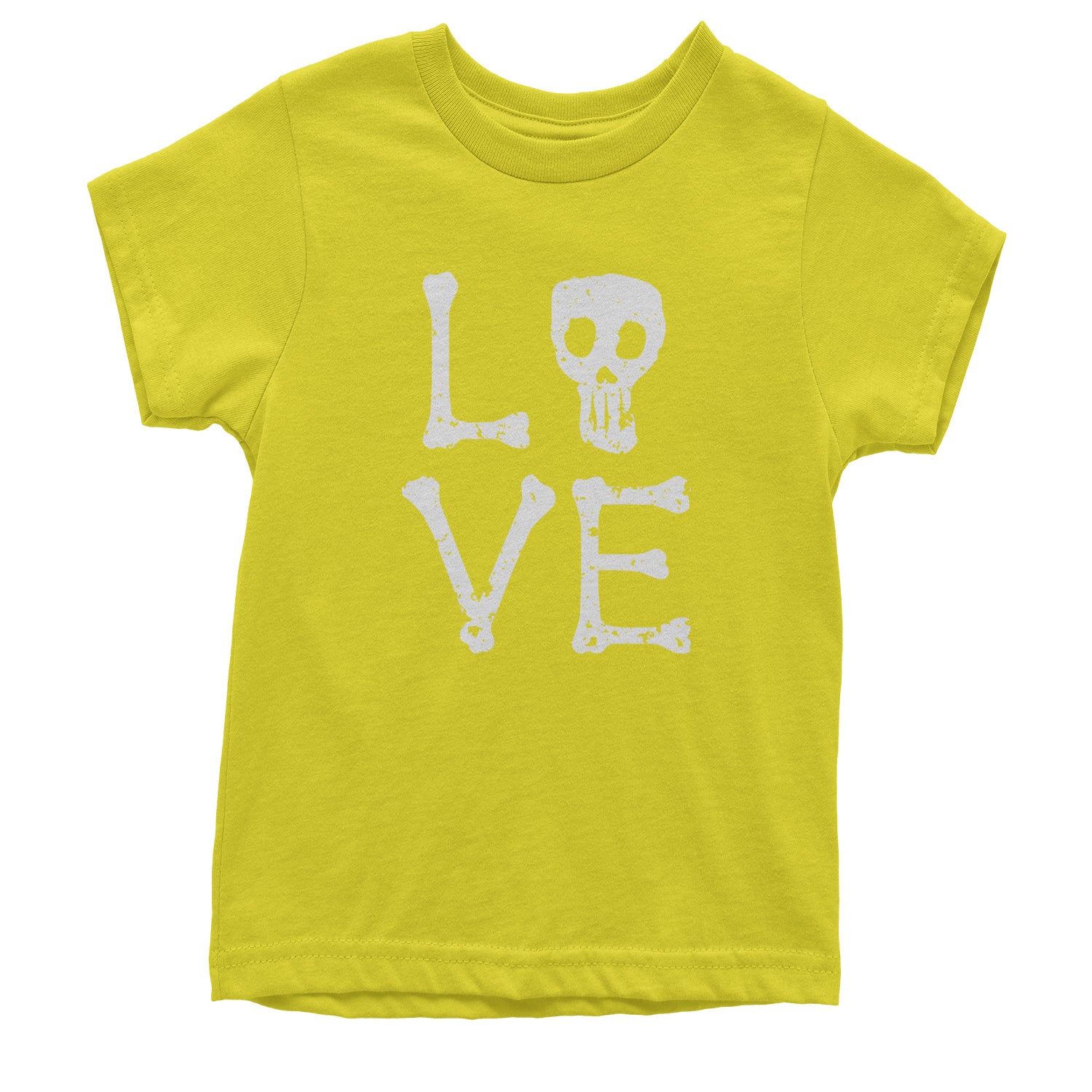 Love Skeleton Bones Youth T-shirt Yellow