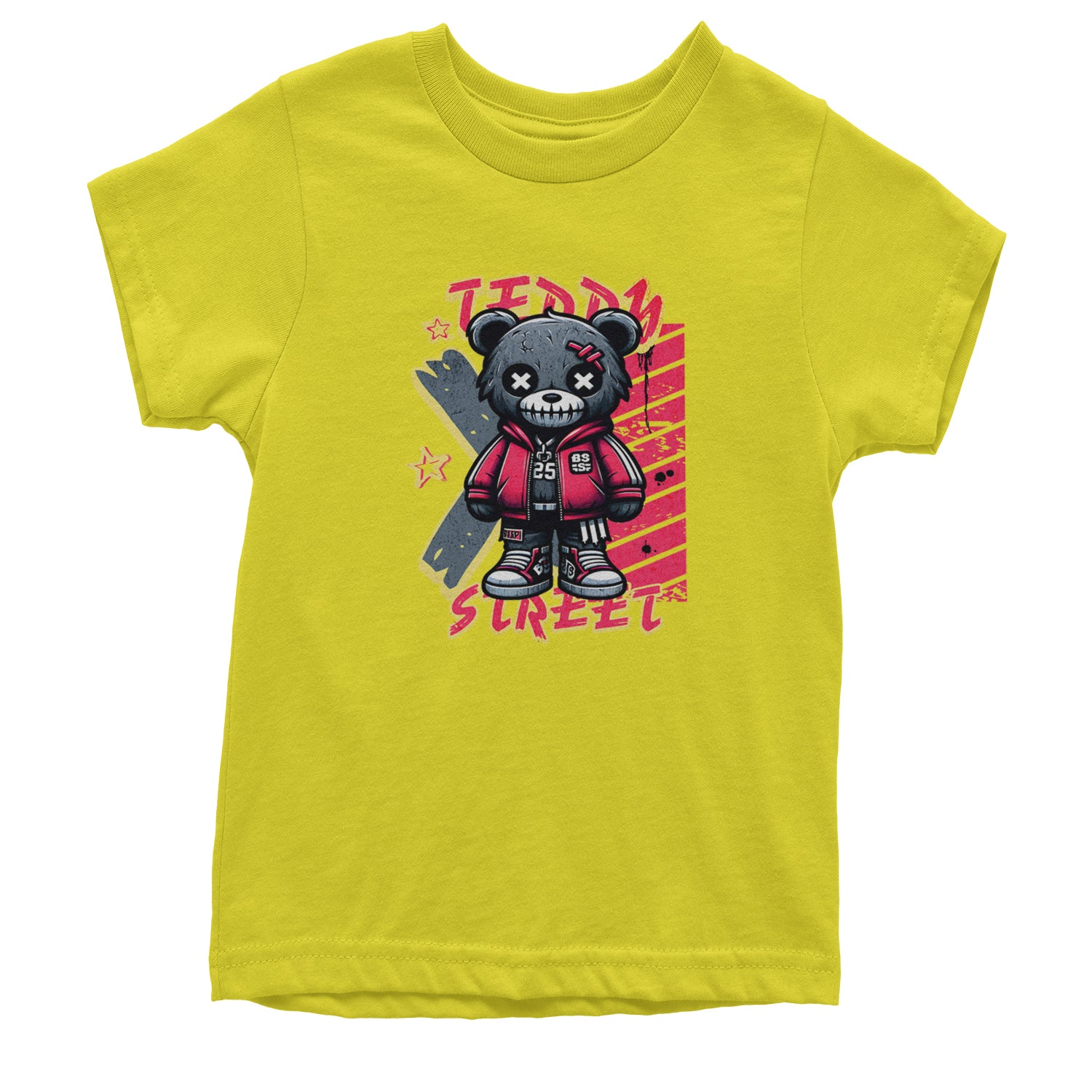 Teddy Attitude Urban Graffiti Bear Youth T-shirt Yellow