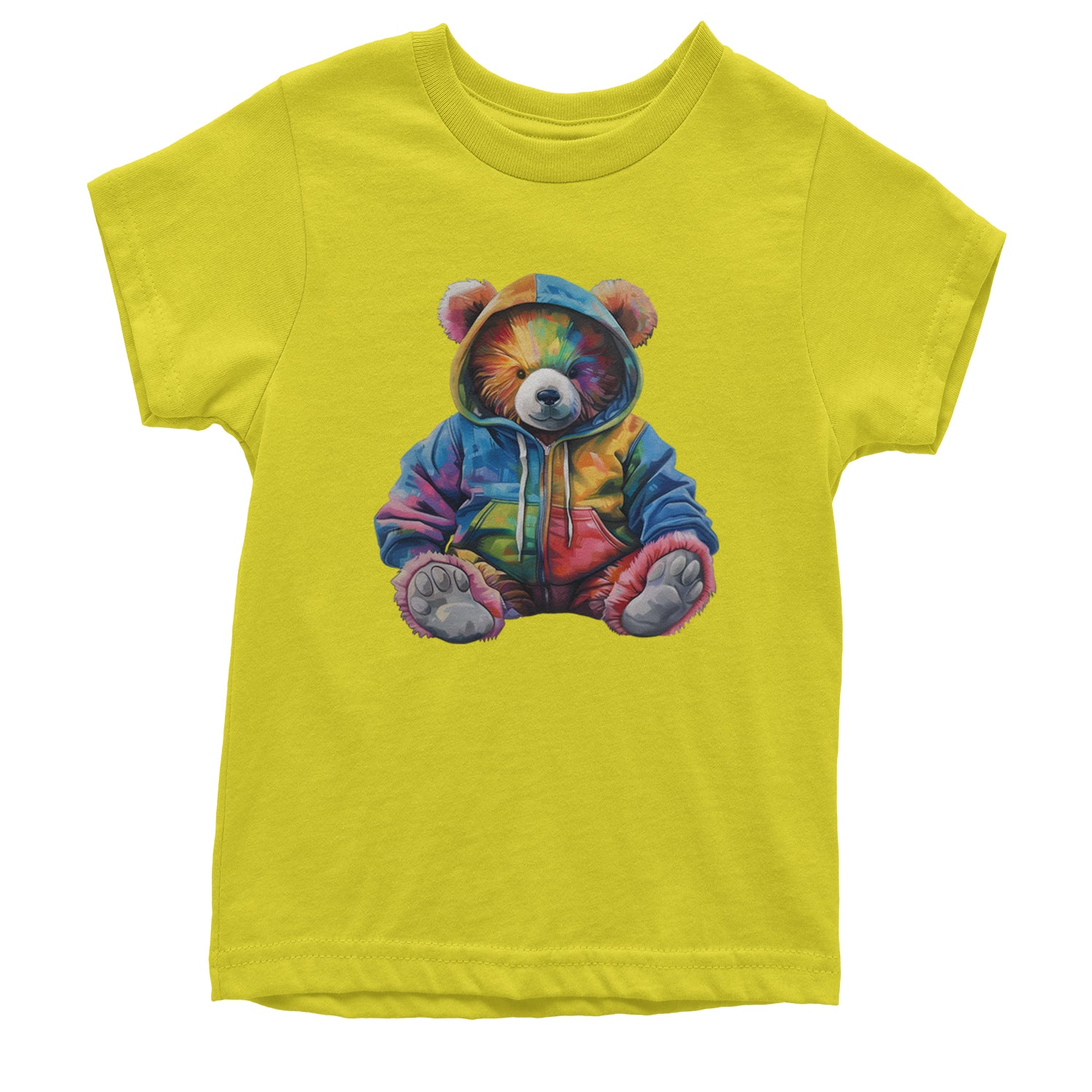 Rainbow Streetwear Urban Graffiti Bear Youth T-shirt Yellow