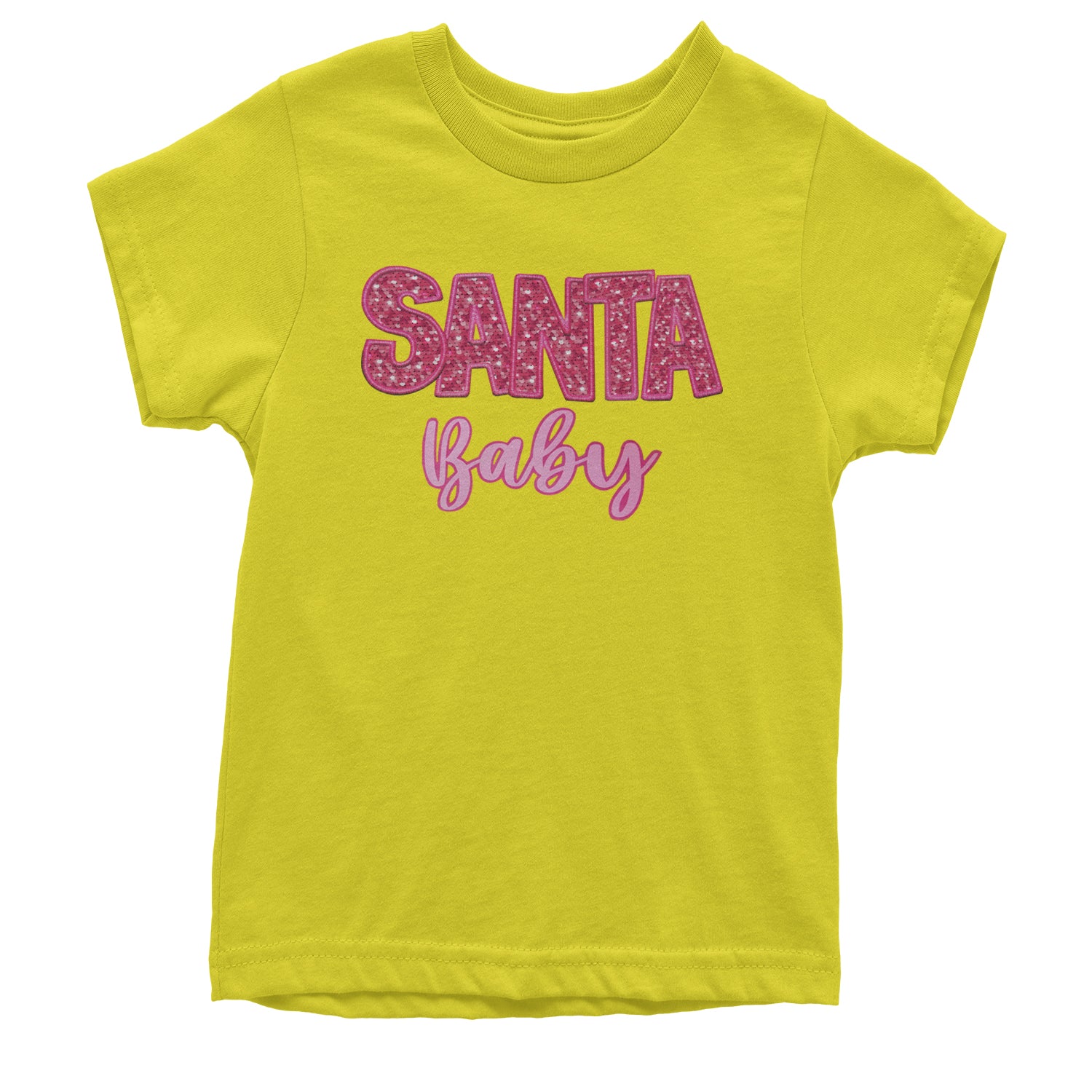 Santa Baby Faux Patch and Sequins Youth T-shirt Yellow