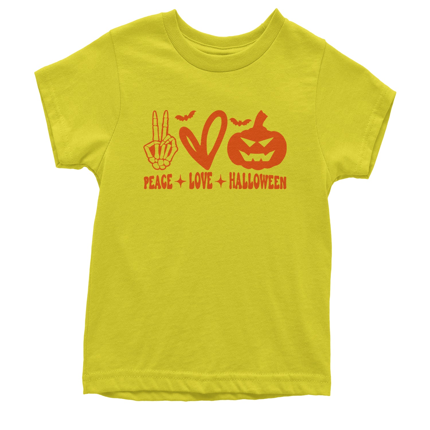 Peace, Love and Halloween Youth T-shirt Yellow