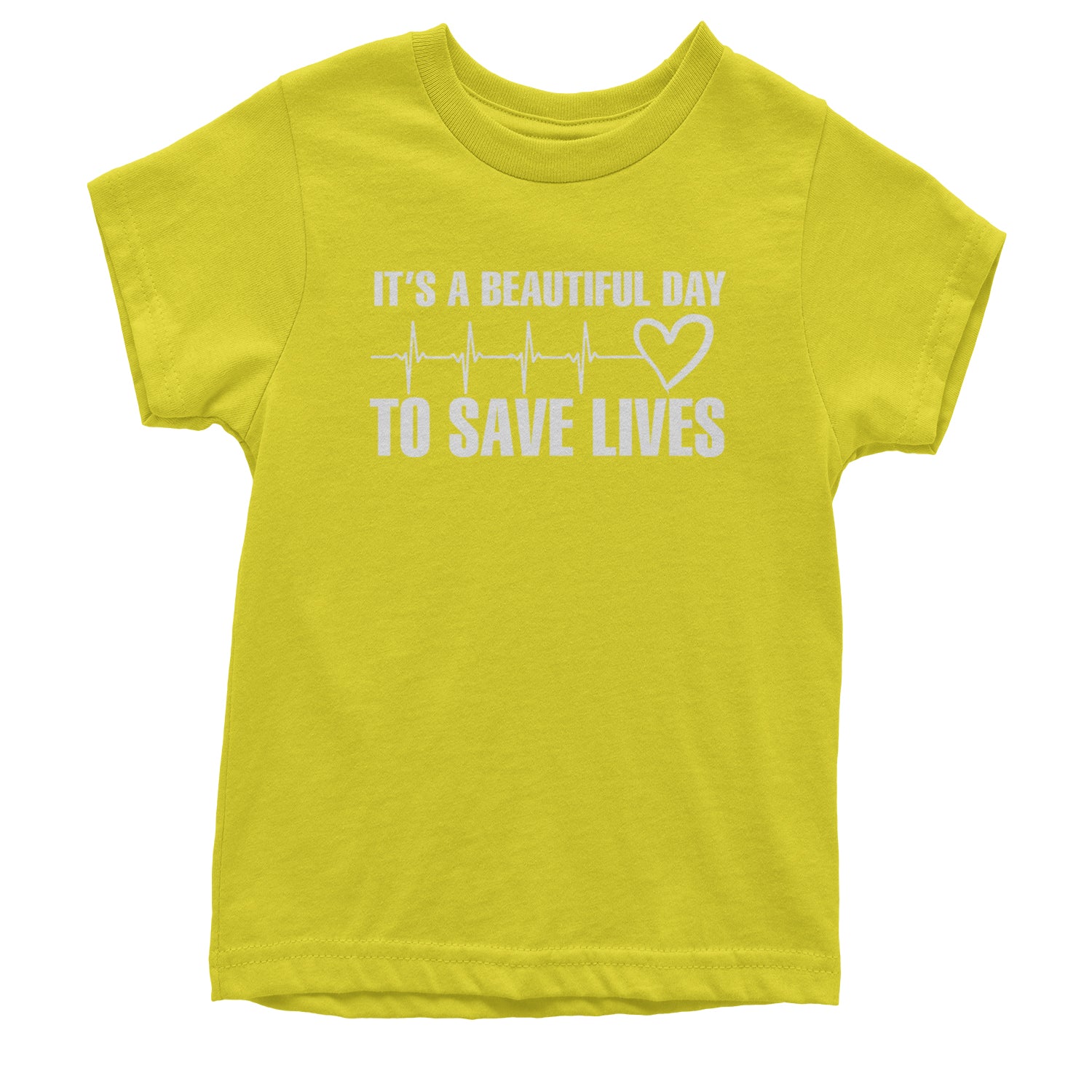 It's A Beautiful Day To Save Lives Nurse Doctor EKG Youth T-shirt Yellow