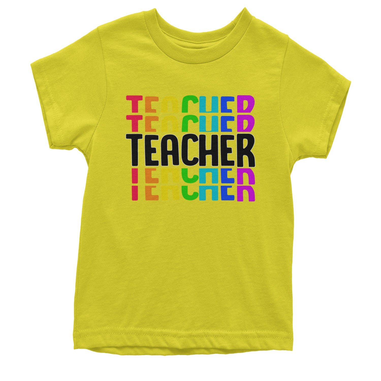 Teacher Repeated Rainbow Pattern Youth T-shirt Yellow