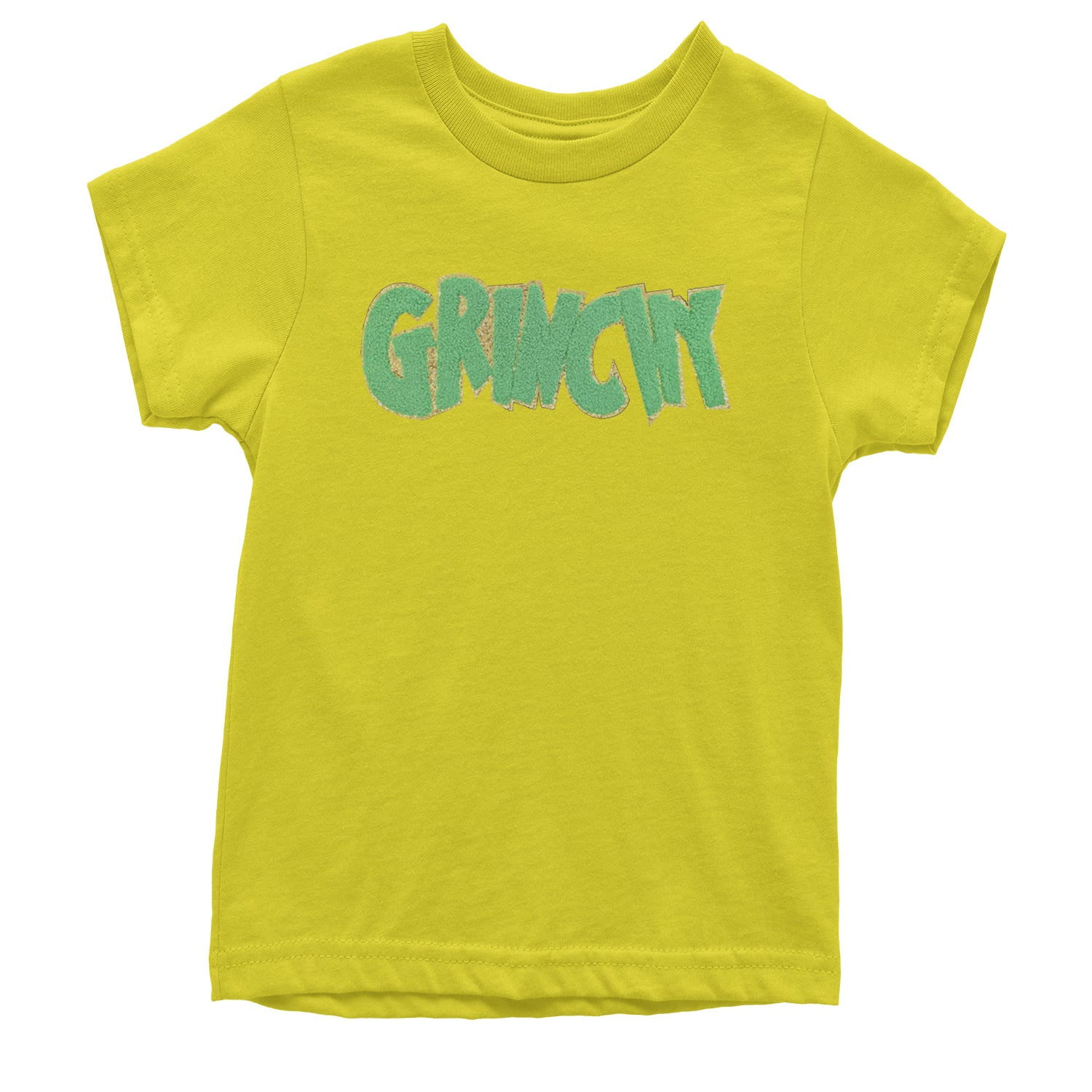 Green Gr-nchy Chenille Patch Youth T-shirt Yellow