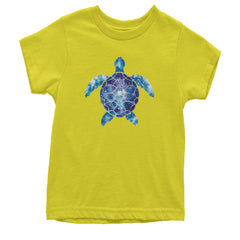 Ocean Aura Tie-Dye Sea Turtle Youth T-shirt Yellow