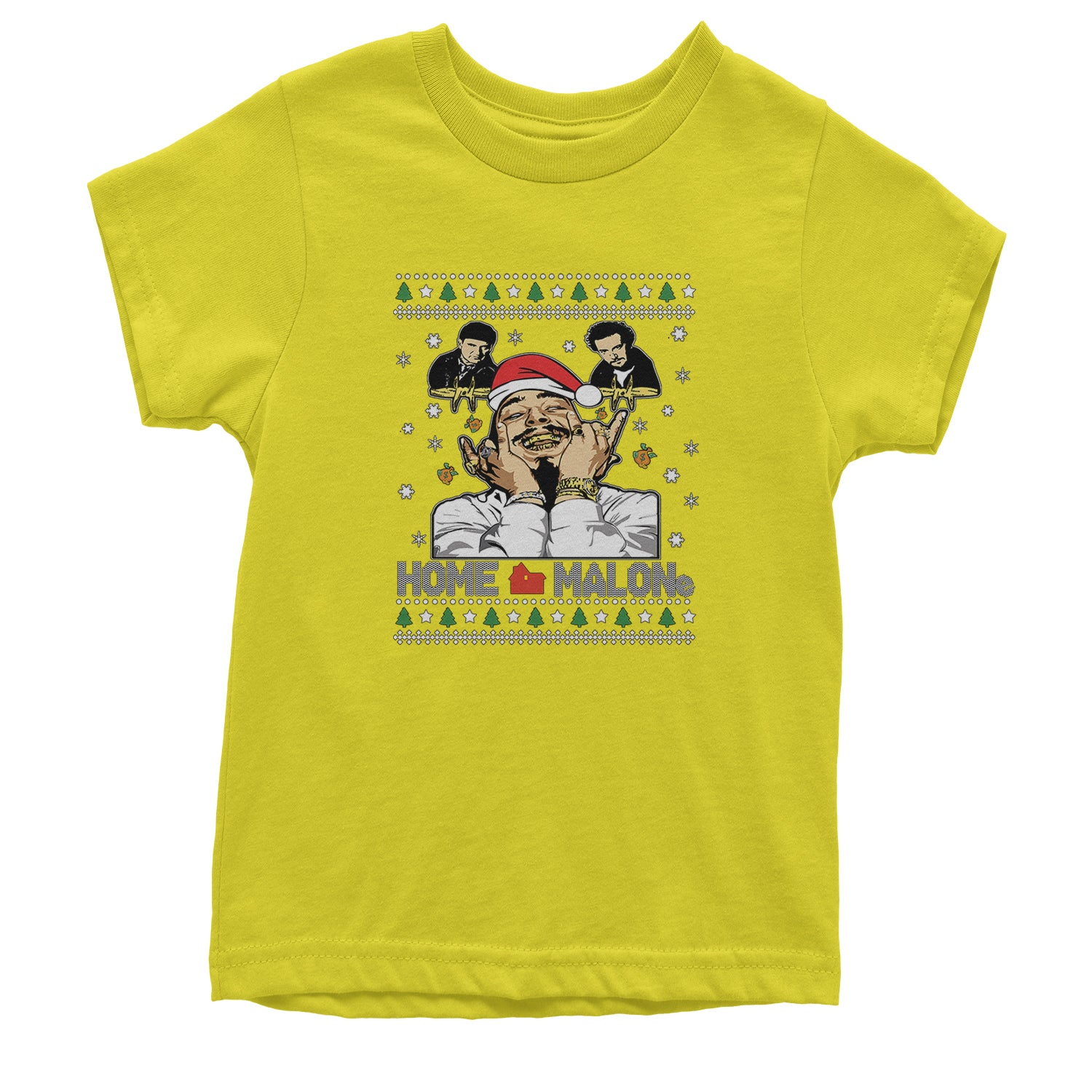 Home Malone Ugly Christmas Youth T-shirt Yellow