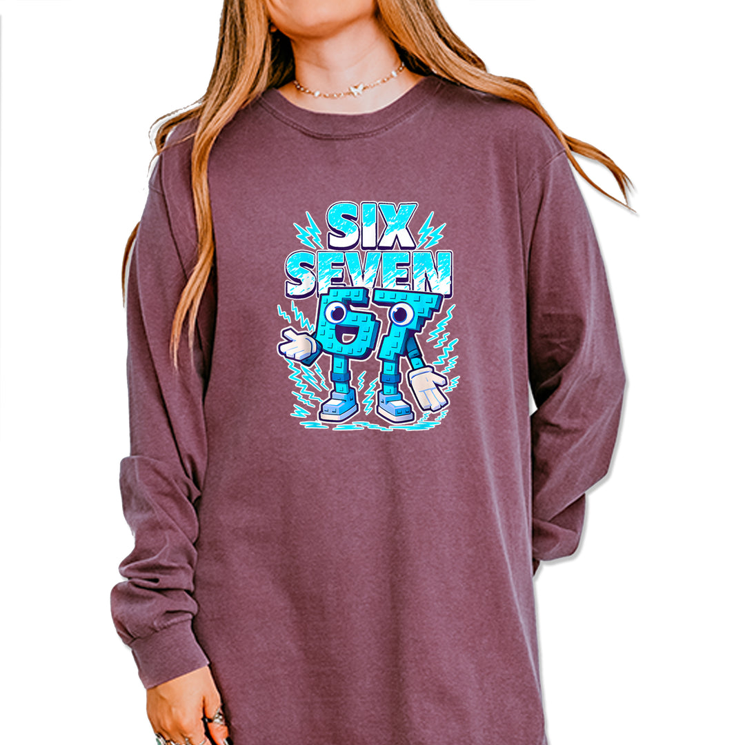 67 Brainrot Meme Slang Vintage Soft Long-Sleeve T-shirt Berry
