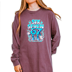 67 Brainrot Meme Slang Vintage Soft Long-Sleeve T-shirt Berry
