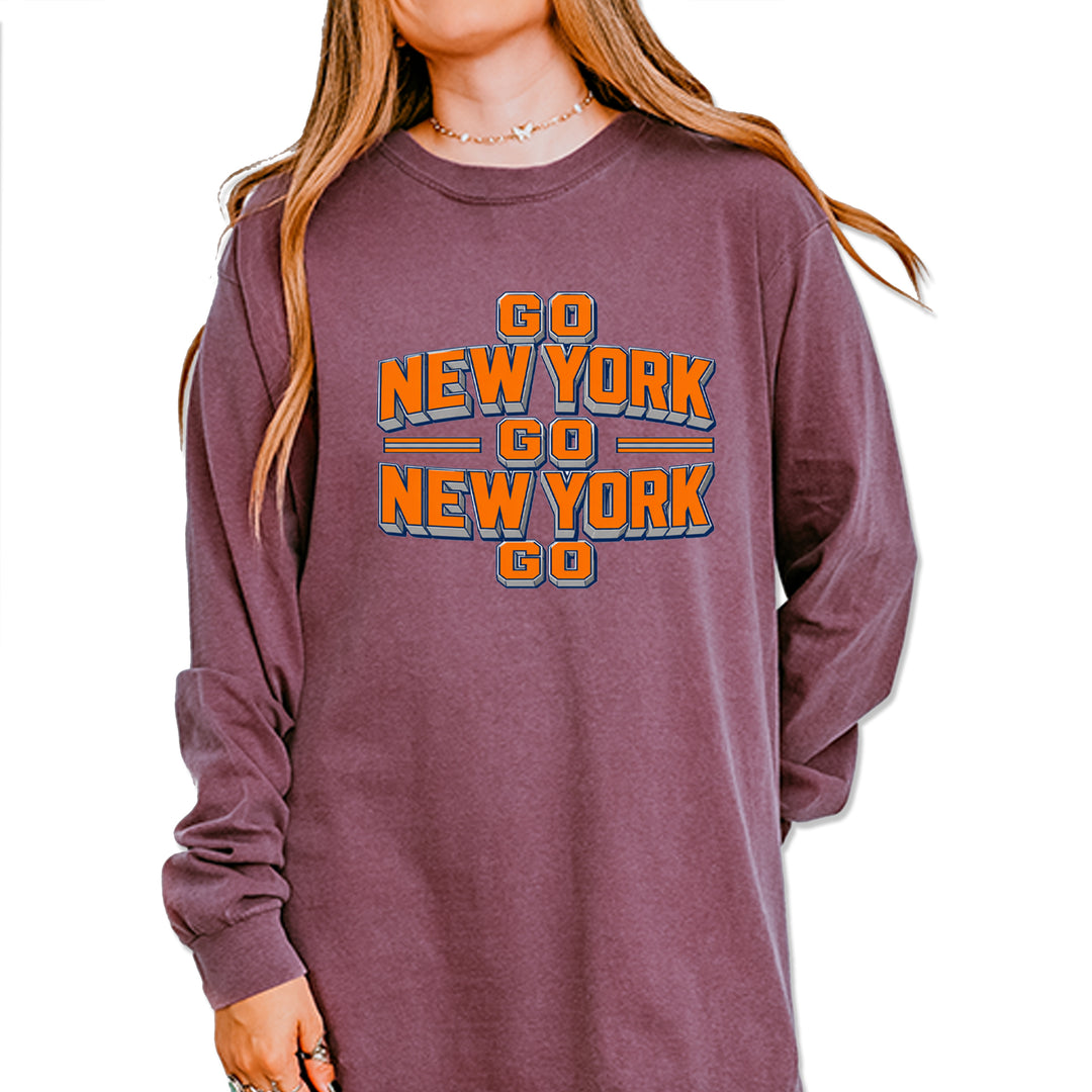 Go New York Go Basketball Vintage Soft Long-Sleeve T-shirt Berry