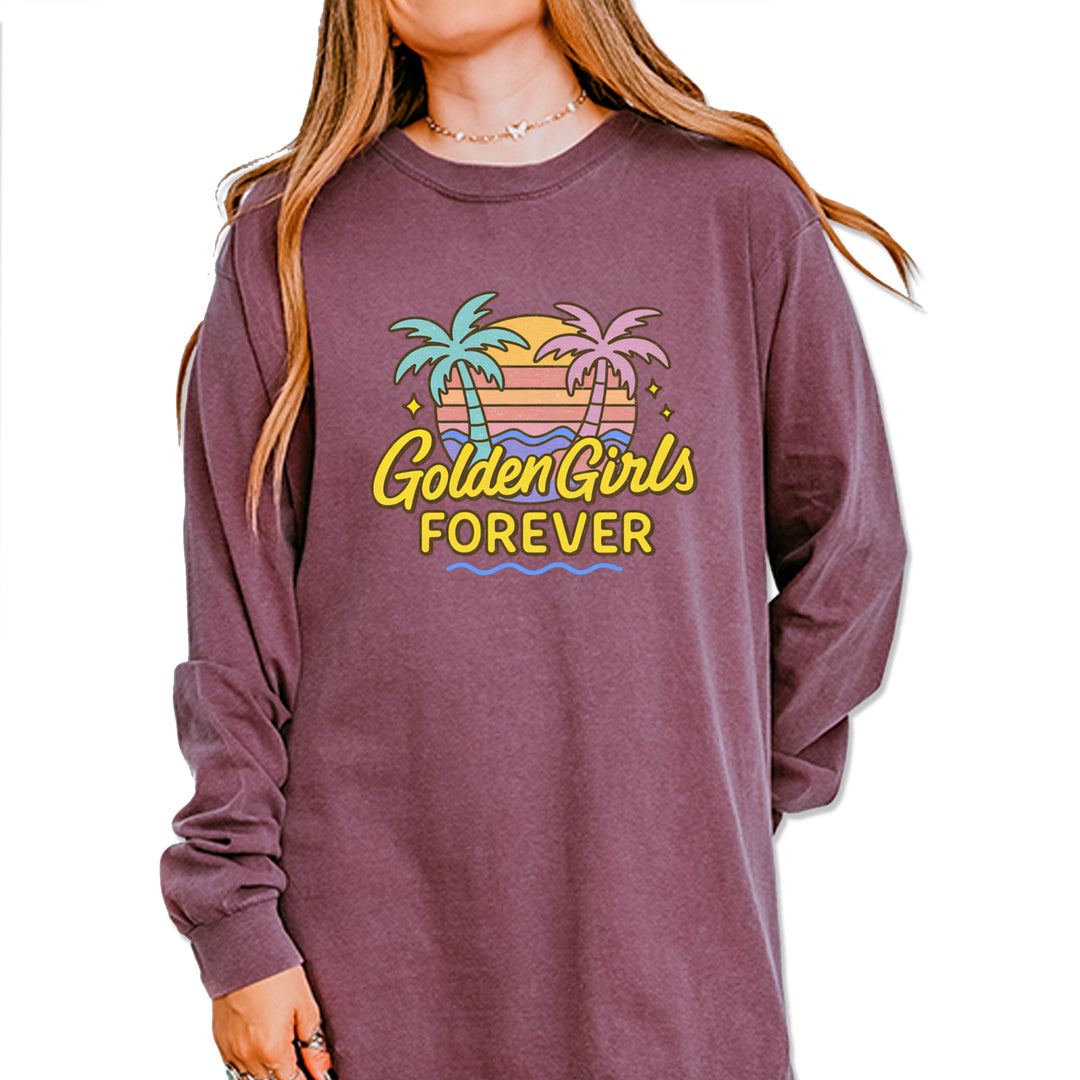 Golden Girls Forever Retro Sunset Vintage Soft Long-Sleeve T-shirt Berry
