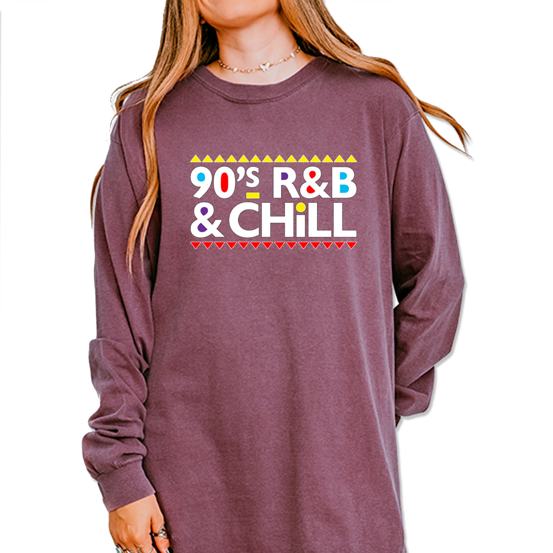 90s R&B and Chill Retro Throwback Vintage Soft Long-Sleeve T-shirt Berry