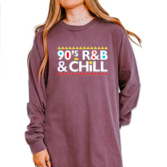 90s R&B and Chill Retro Throwback Vintage Soft Long-Sleeve T-shirt Berry