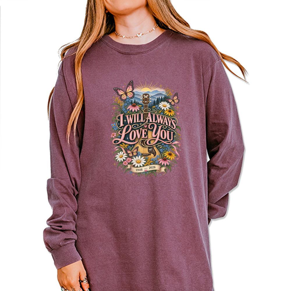 I Will Always Love You Dolly Vintage Soft Long-Sleeve T-shirt Berry