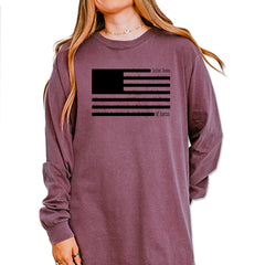 Redacted American Flag Vintage Soft Long-Sleeve T-shirt Berry