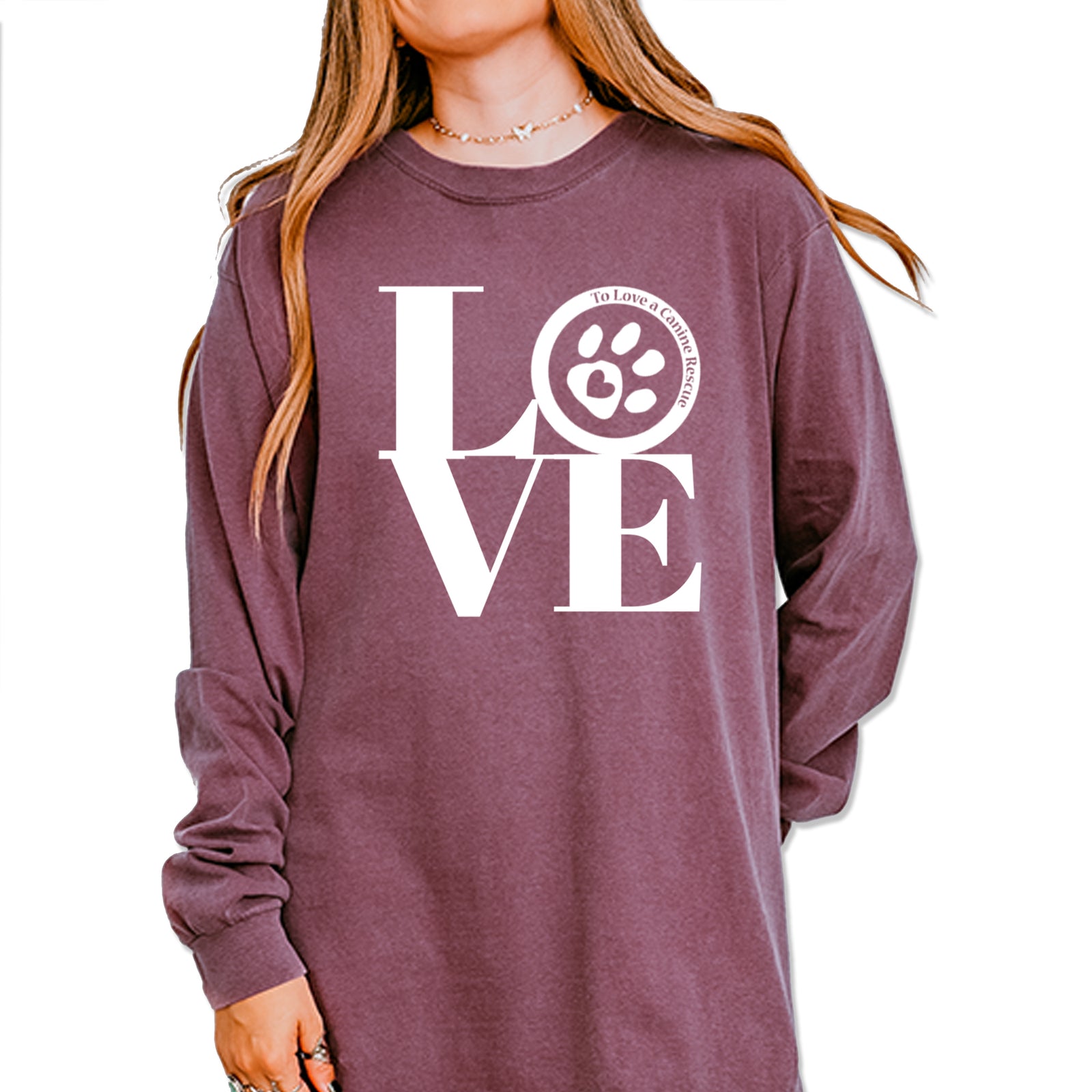 TLC LOVE Dog Rescue Vintage Soft Long-Sleeve T-shirt Pepper