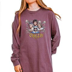 Golden Chain Thug Life Girls Vintage Soft Long-Sleeve T-shirt Berry