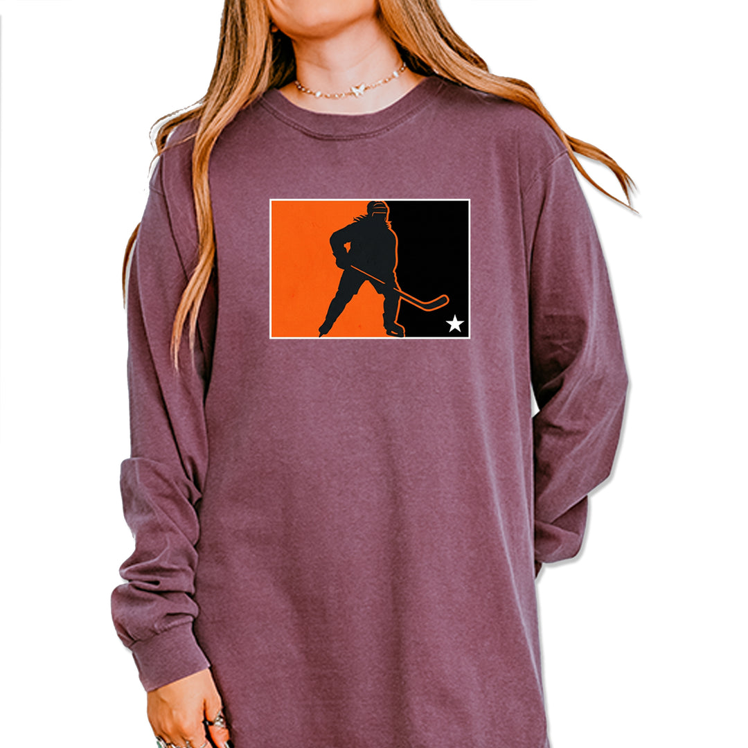 Hockey Enforcer Retro Vintage Vintage Soft Long-Sleeve T-shirt Berry