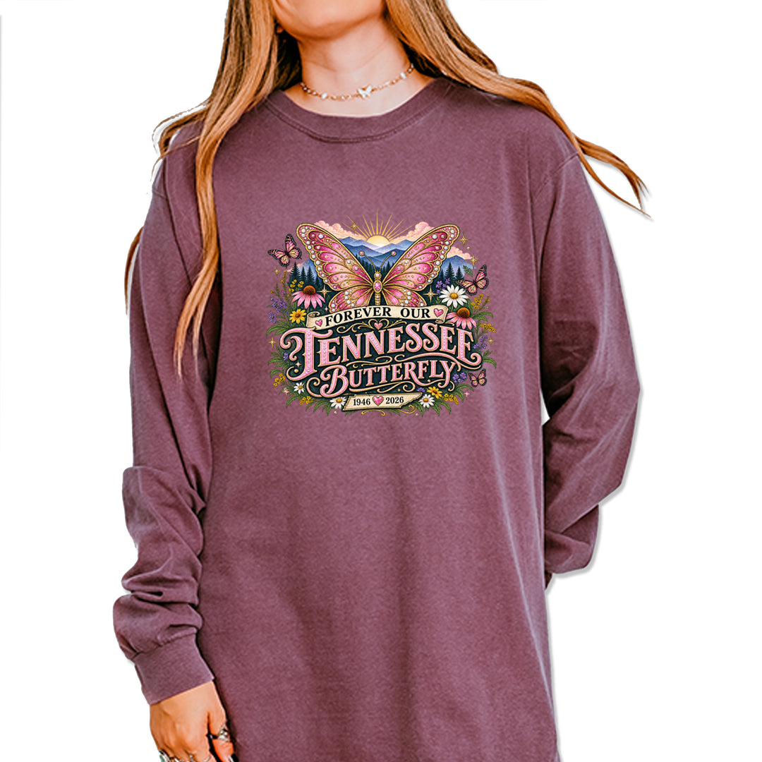 Forever Our Tennessee Butterfly Dolly Vintage Soft Long-Sleeve T-shirt Berry