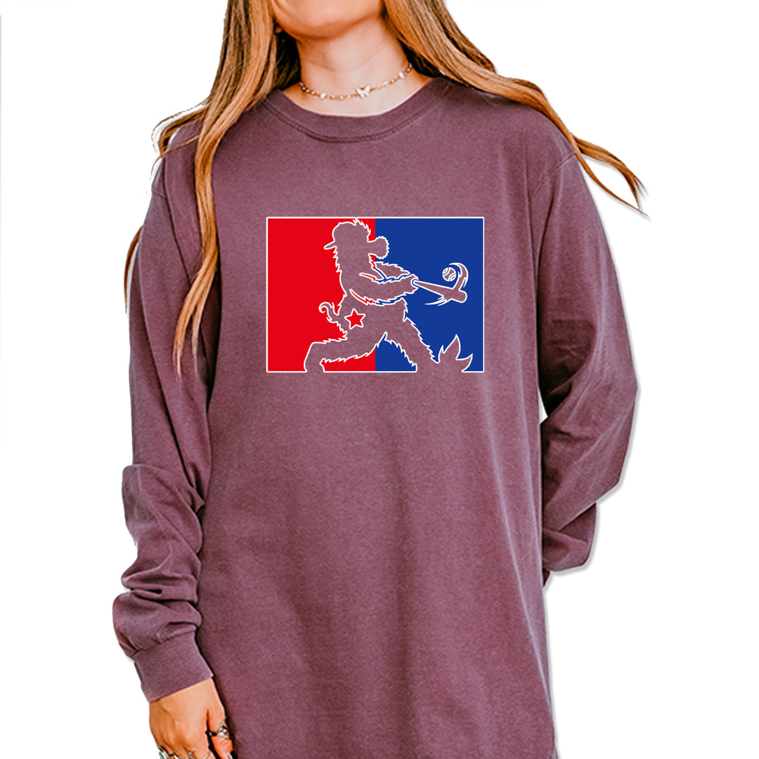 Batter Up Philly Baseball Phan Vintage Soft Long-Sleeve T-shirt Berry