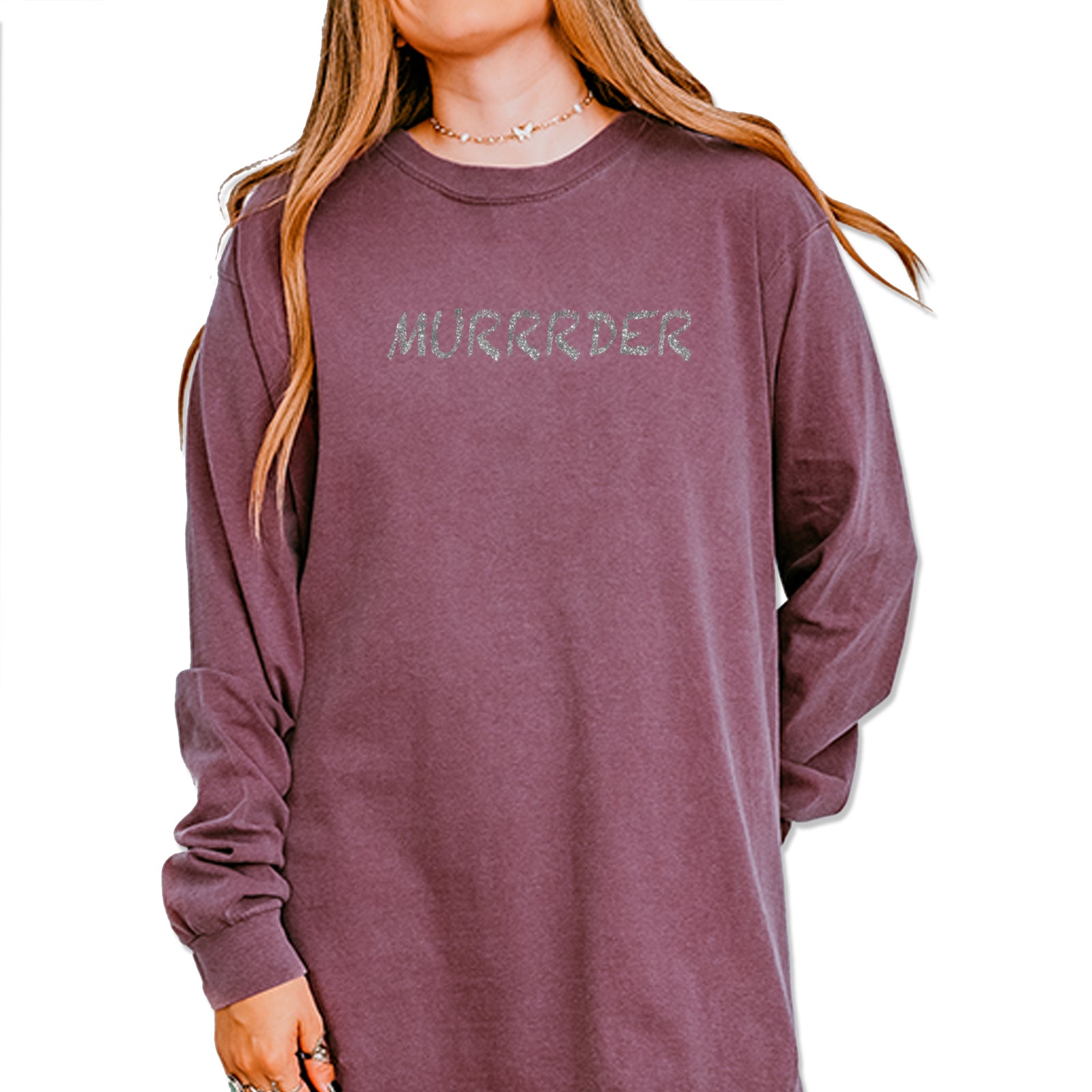 Murrrder Glitter Traitor Vintage Soft Long-Sleeve T-shirt Berry