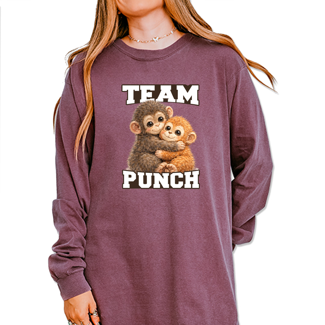 Team Punch Panchi-kun Monkey Vintage Soft Long-Sleeve T-shirt Berry