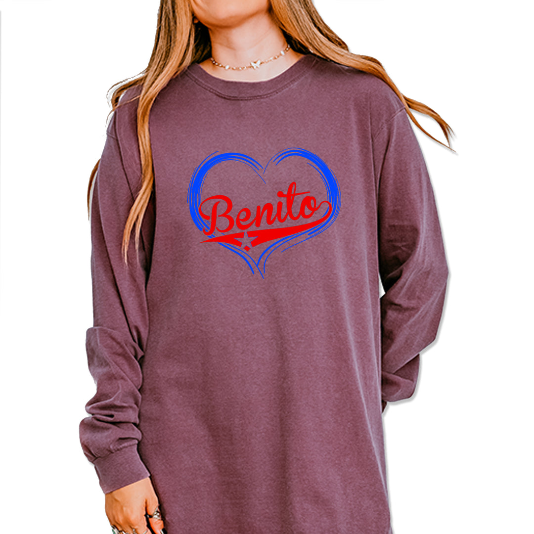 Benito Heart Puerto Rico Vintage Soft Long-Sleeve T-shirt Berry