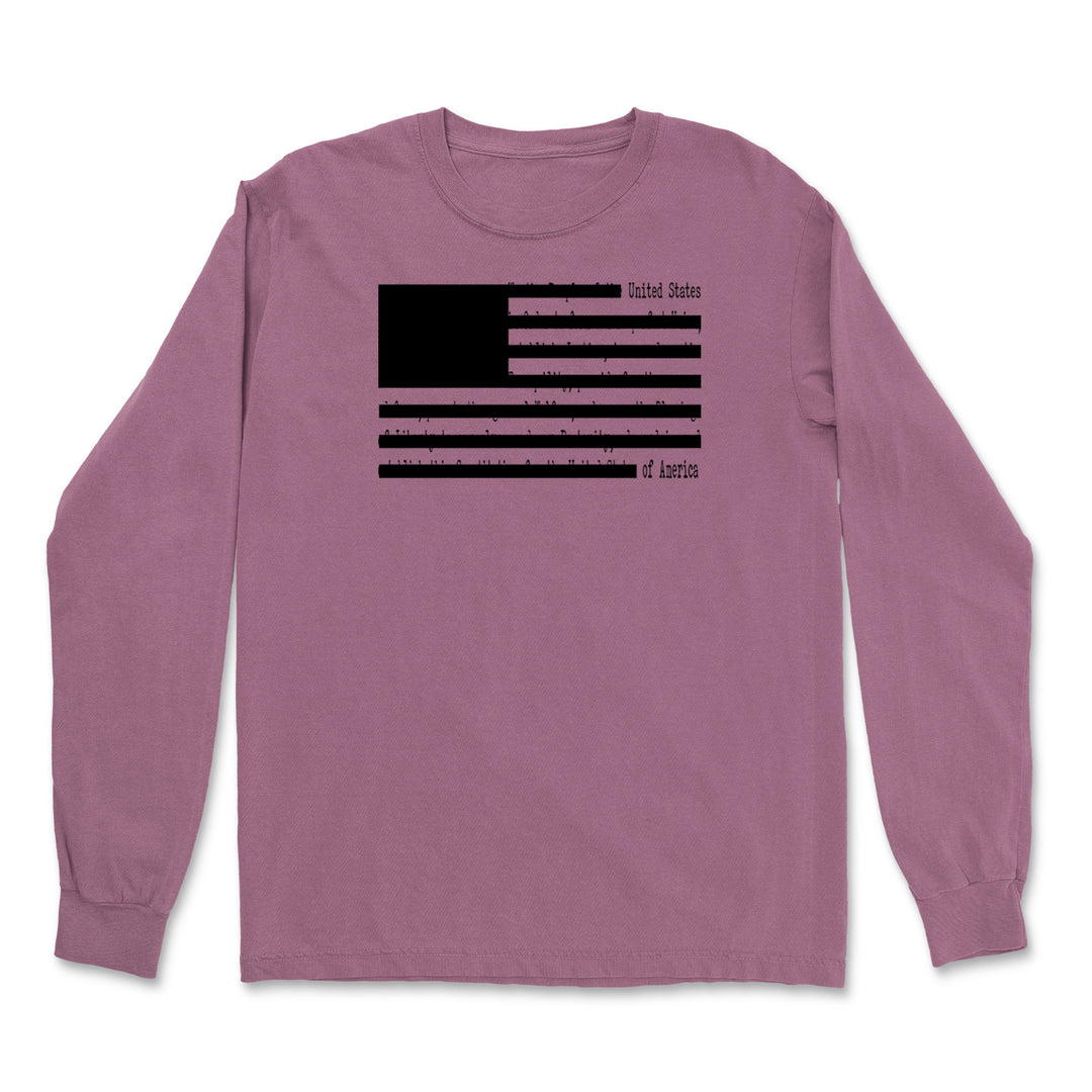 Redacted American Flag Vintage Soft Long-Sleeve T-shirt 