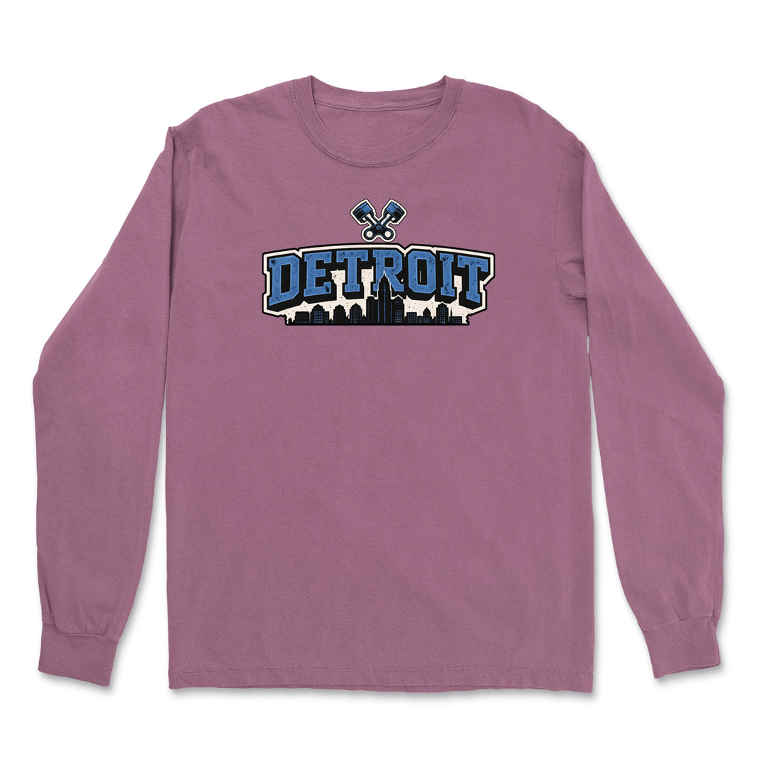 Detroit Motor City Retro Piston Vintage Soft Long-Sleeve T-shirt 