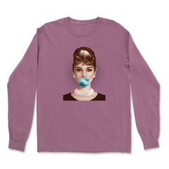 Audrey Hepburn Chewing Bubble Gum American Icon Vintage Soft Long-Sleeve T-shirt 