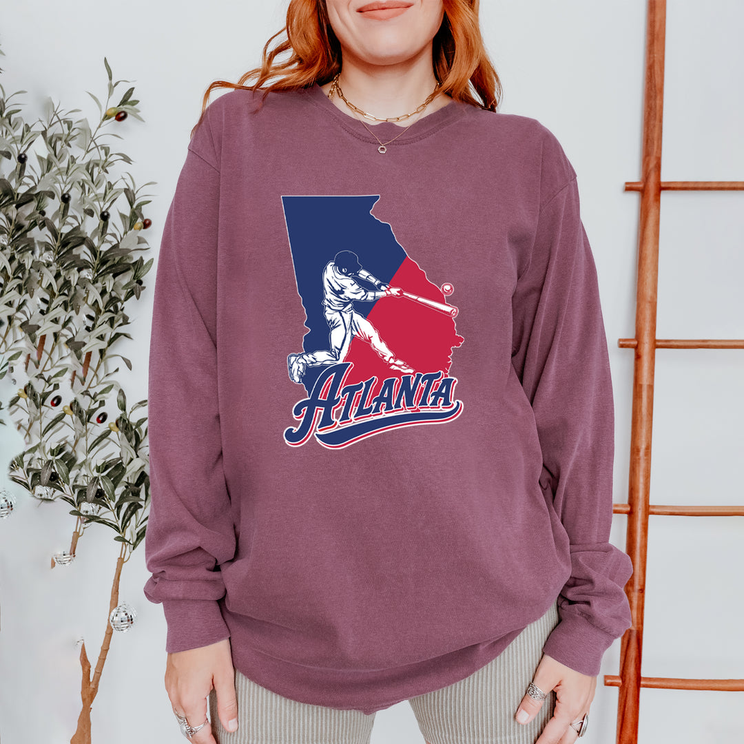 Atlanta Georgia Batter Up Vintage Soft Long-Sleeve T-shirt 