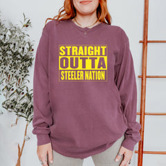 Straight Outta Steeler Nation Football  Vintage Soft Long-Sleeve T-shirt 