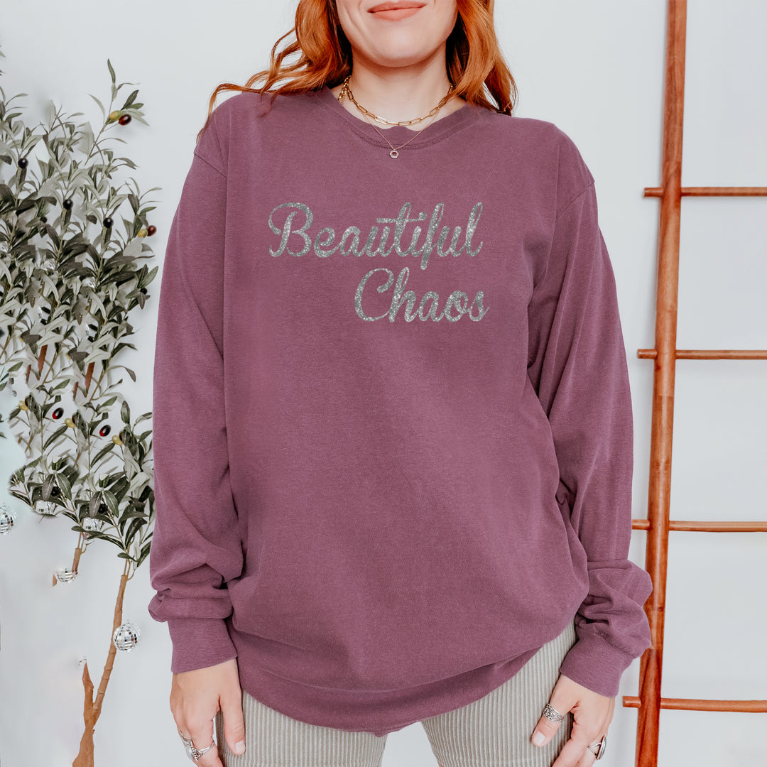 Beautiful Chaos Glitter Music Festival Vintage Soft Long-Sleeve T-shirt 