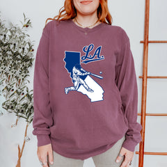 Los Angeles Baseball Batter Up Vintage Soft Long-Sleeve T-shirt 