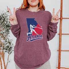 Atlanta Georgia Batter Up Vintage Soft Long-Sleeve T-shirt 