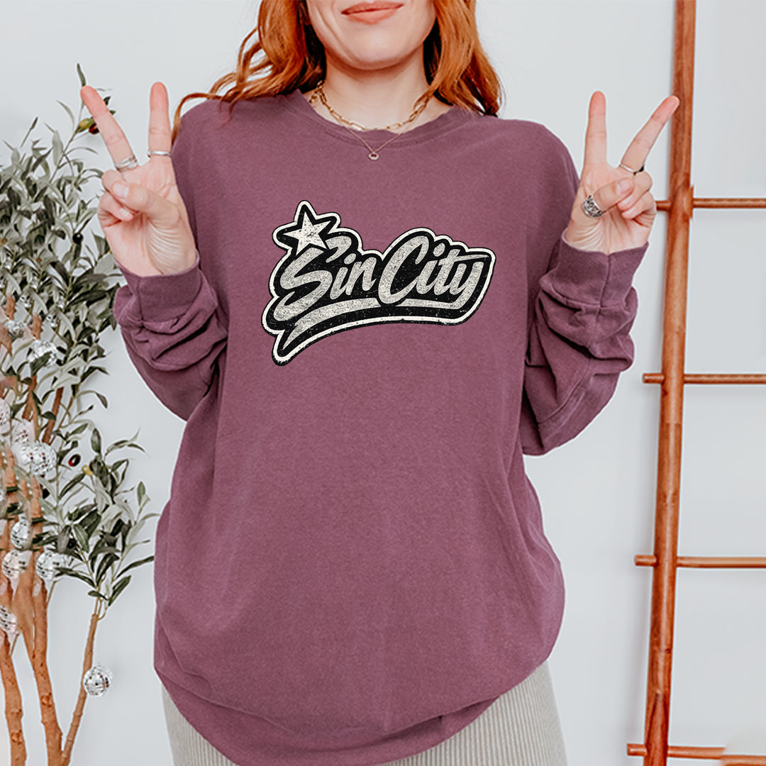 Sin City Vegas Retro Vintage Vintage Soft Long-Sleeve T-shirt 