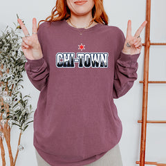 Chicago Chi-Town City Pride Vintage Soft Long-Sleeve T-shirt 