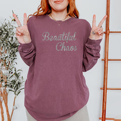 Beautiful Chaos Glitter Music Festival Vintage Soft Long-Sleeve T-shirt 