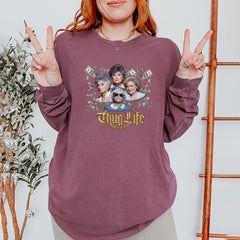 Golden Chain Thug Life Girls Vintage Soft Long-Sleeve T-shirt 