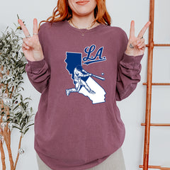 Los Angeles Baseball Batter Up Vintage Soft Long-Sleeve T-shirt 
