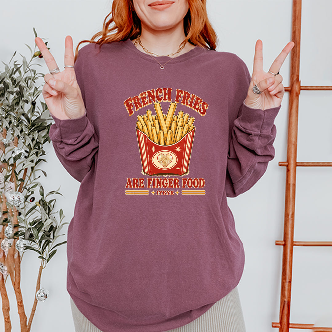 French Fries Are Finger Food IYKYK Vintage Soft Long-Sleeve T-shirt 