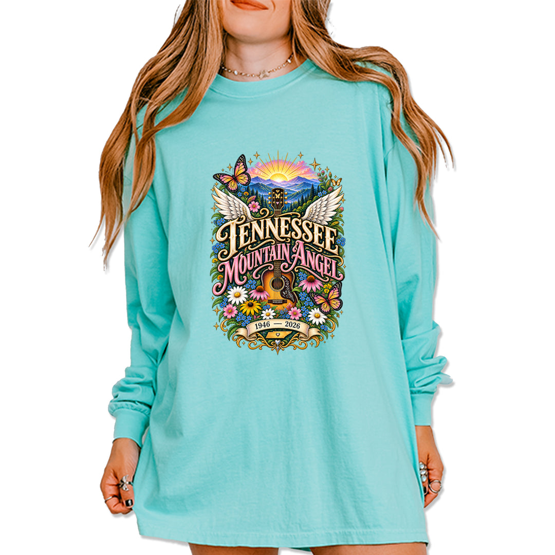 Tennessee Mountain Angel Wings Dolly Vintage Soft Long-Sleeve T-shirt Chalky Mint